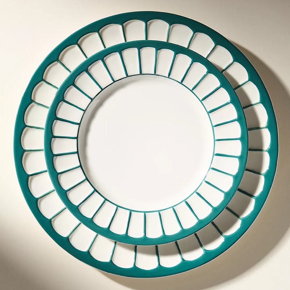 NWT Anthropologie The Latte Stoneware Side Plates (Set Of 4) Teal